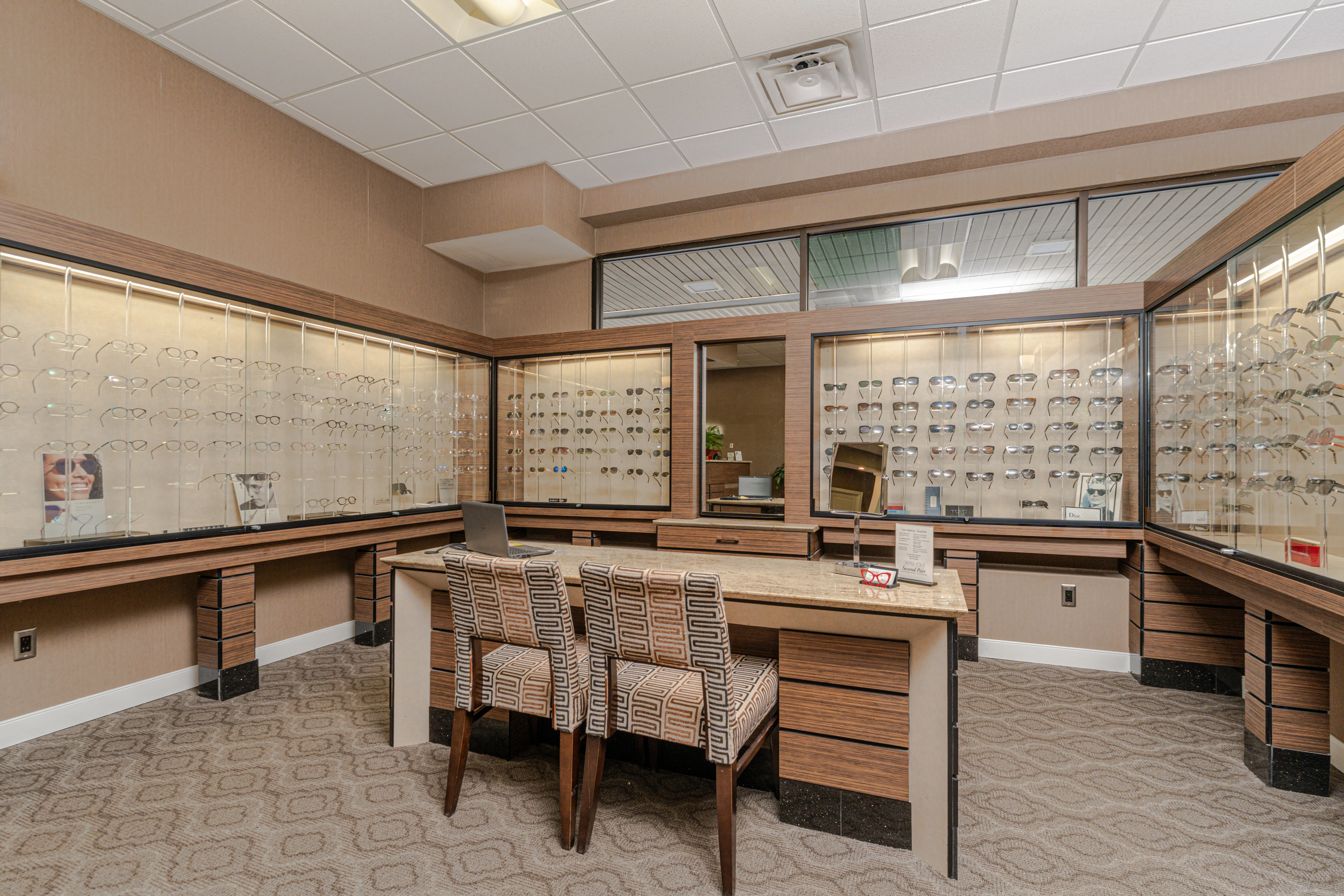 Designer eyewear displays at Roland Optics